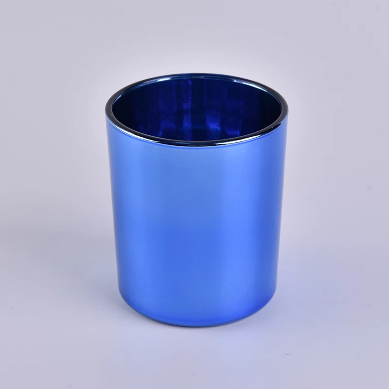 Electrophoresis shining blue glass candle jar