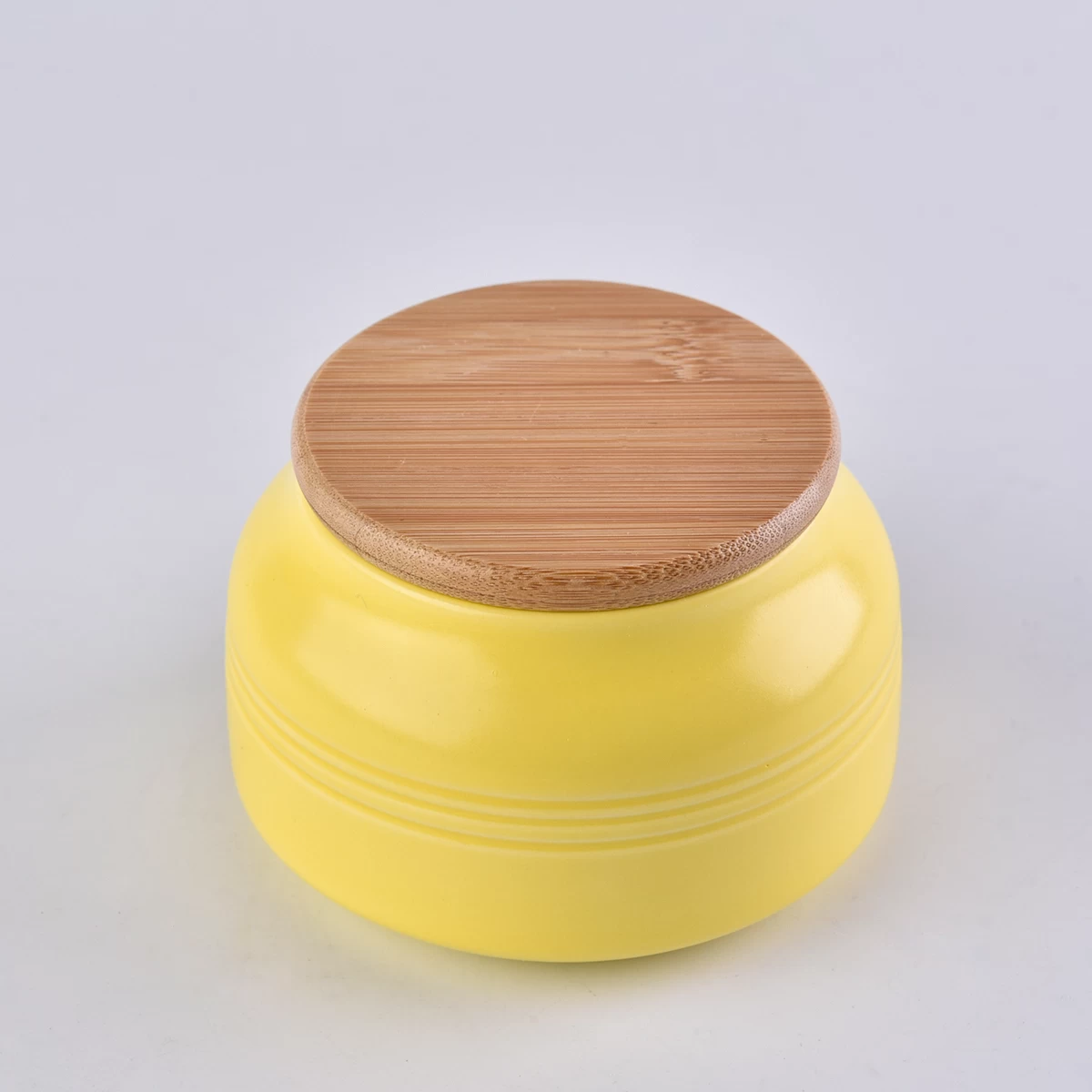 10oz Glazed Belly Ceramic Candle Jars with Bamboo Lids home Decoration Pieces