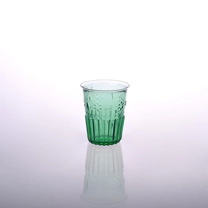 Green color sprayed glass candle holder