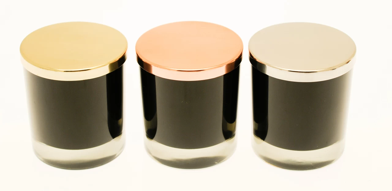 black glass candle holder with lids