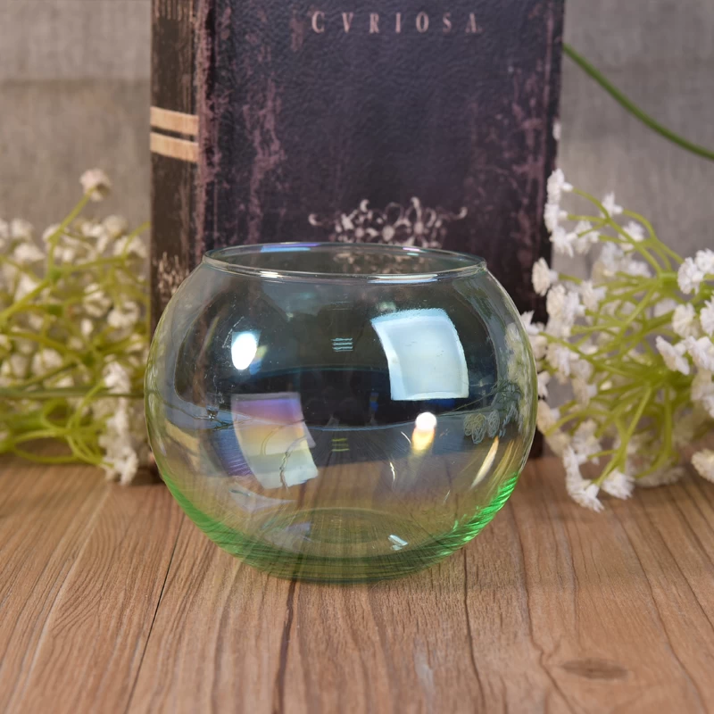 liquid luster shining ball shaped glass candle jar for wedding decor