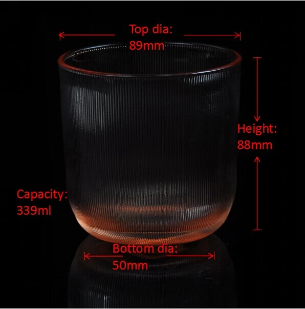 cylinder vetical lines color material glass candle holder in China