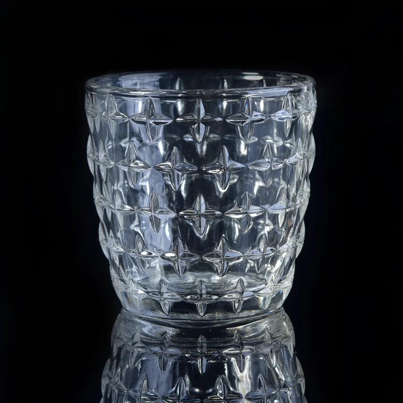 300ml Glass Candle Holders with Nail Embossed Pattern