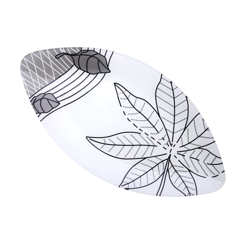 fused glass plate in leaf shape
