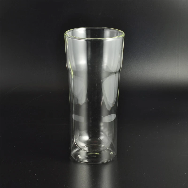 Clear borosilicate glass double wall beer cup for wholesale