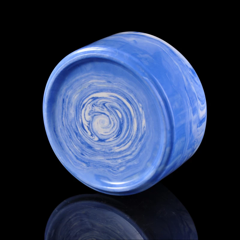 14oz Blue Marble Ceramic Candle Holder