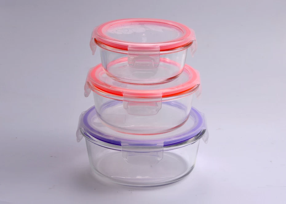 Clear Sealed Round Salad Storage Meal Box Glass Bowl