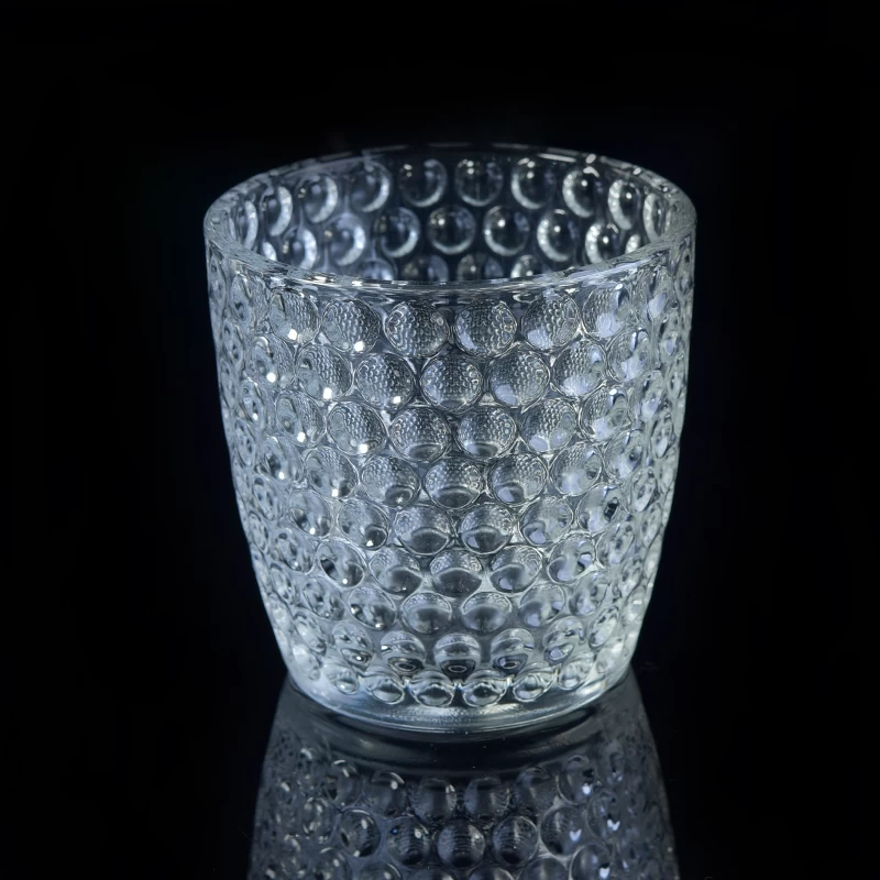 glass candle holder with diamond design