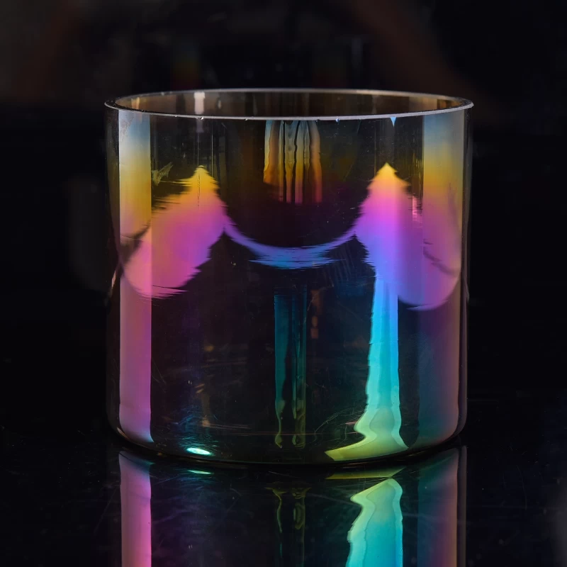 Modern design gradient color ion plating glass candle holders