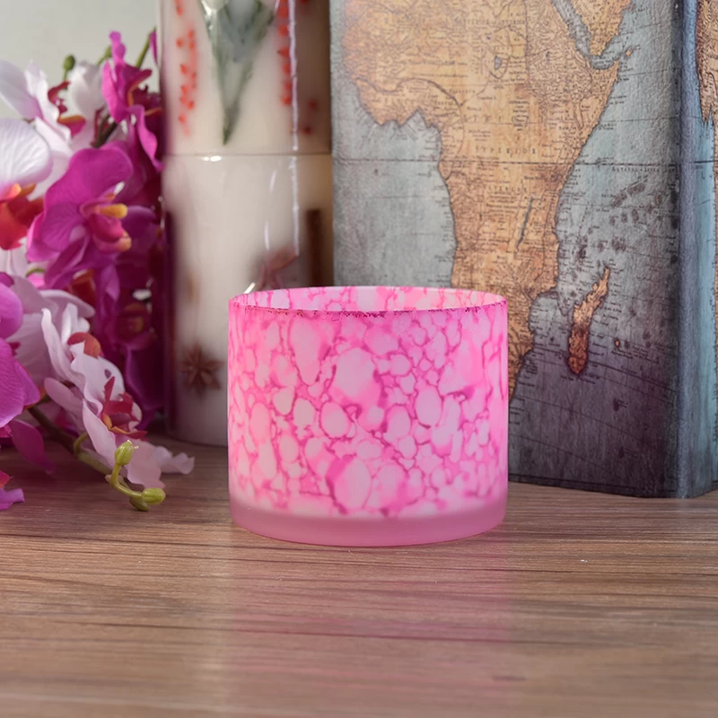 pink peach blossom effect 17oz glass candle holders