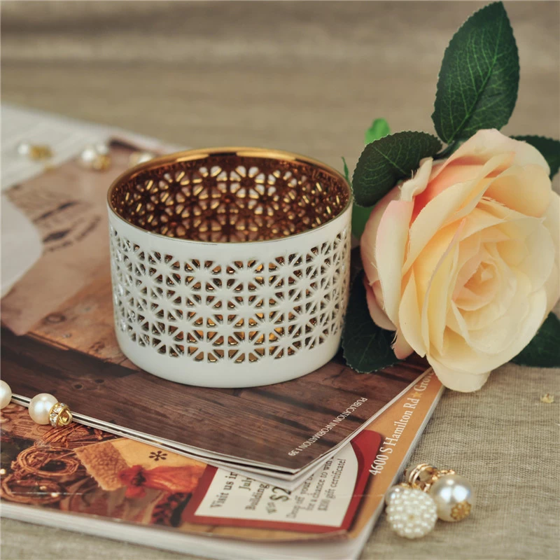 hollow out design ceramic candle holder