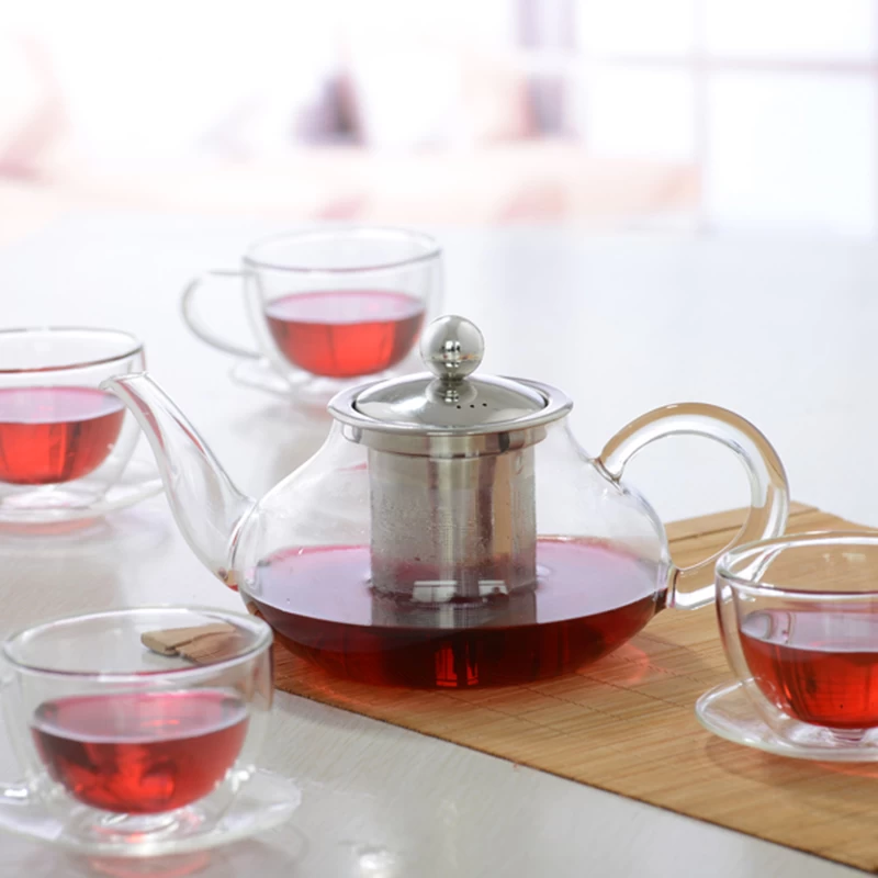 Heat resistant teaware for borosilicate glass tea pot with tea filter/infuser