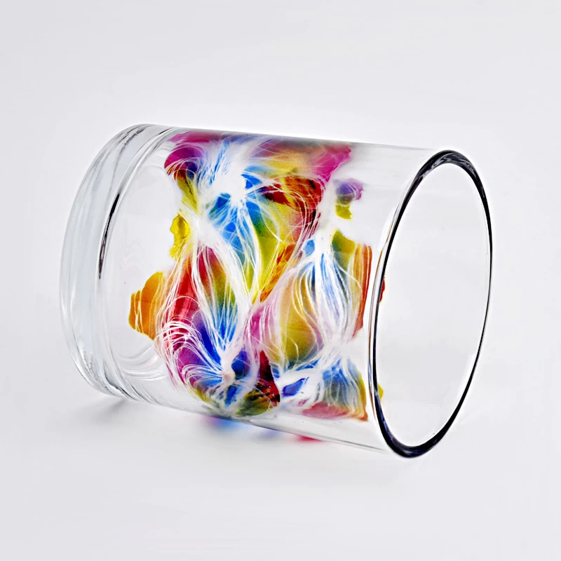 13oz 14oz glass spraying color candle jar for home decor wholesale