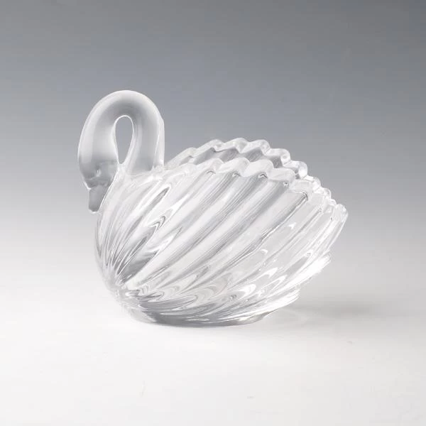 white swan glass candle holder