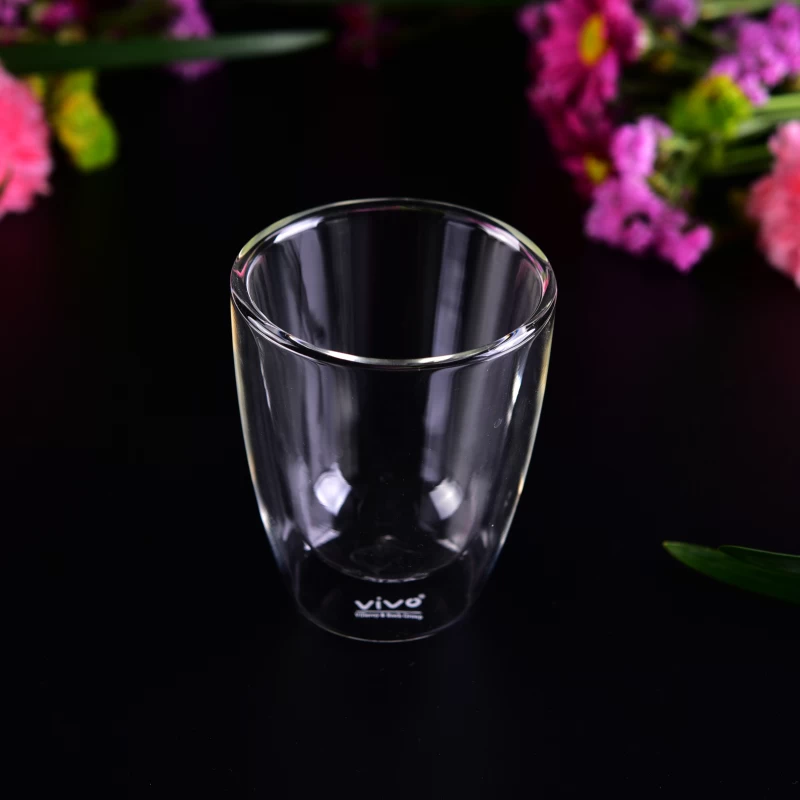 195ml double walled glass coffee cup for wholesale