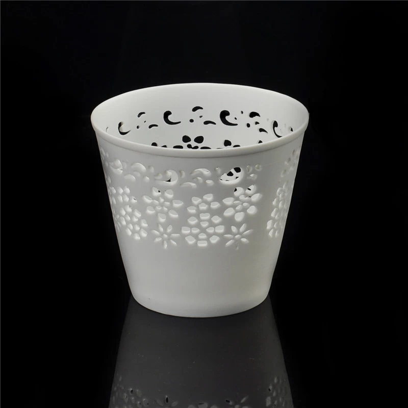 Flower Shape Hollow Ceramic Candle Holder Tealight Votive