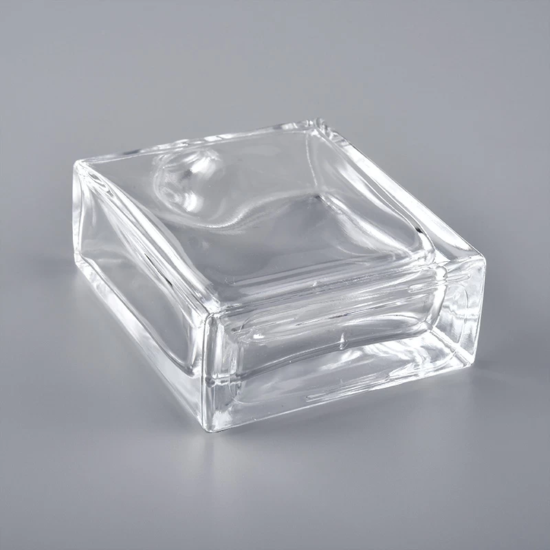 2oz square clear glass perfume bottle with crimp top