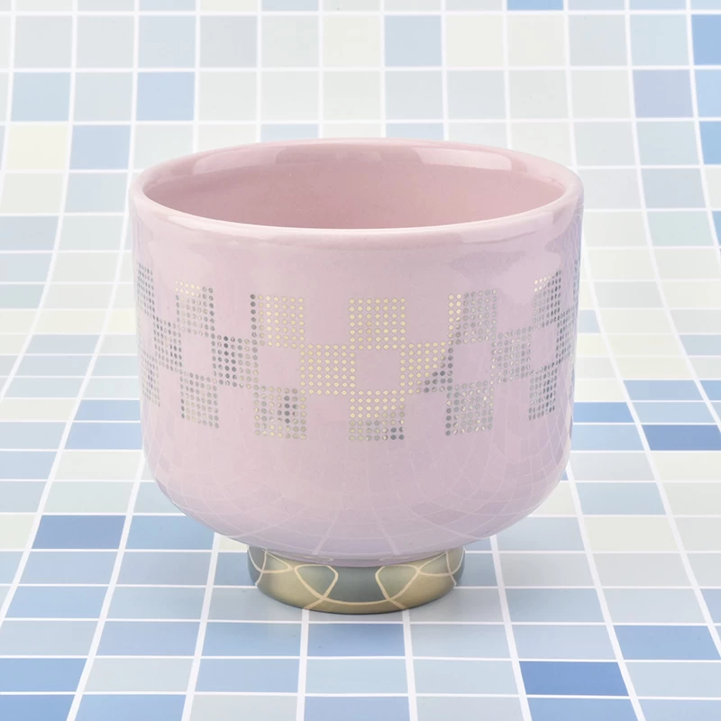 Pink Ceramic Candle Vessels With Custom Design