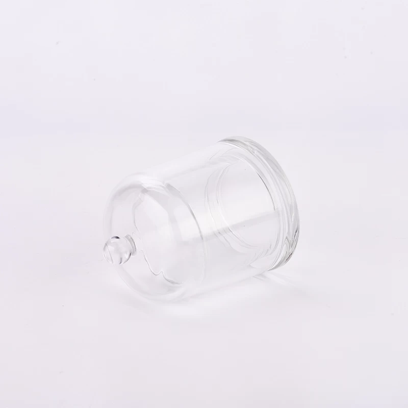 Hot sale clear glass candle holder for scented candle jars with glass lid wholesale