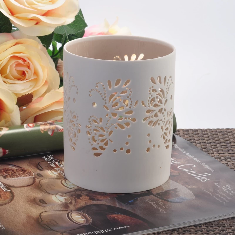 Elegant carving tealight holders ceramic candle holder