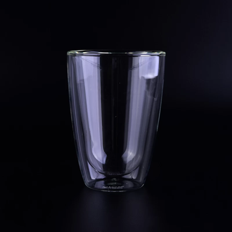 10oz Hot selling clear borosilicate double wall glass cup for tea