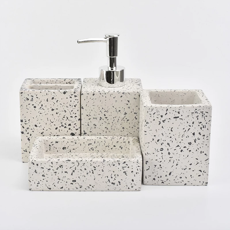 white concrete bathroom sets with black dots