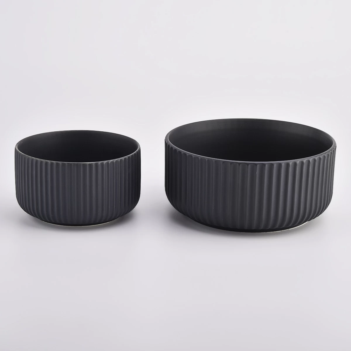 luxury 3 wicks matte black ceramic candle jar