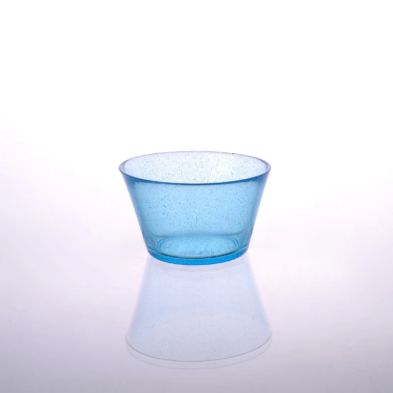 blue bubble glass candle cup
