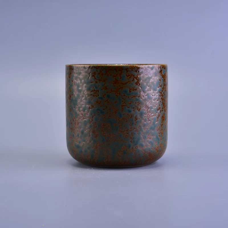 Copper Rust Transmutation Glazed Fl 19oz Ceramic Candle Holder