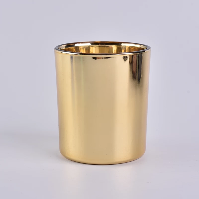 Electroplating gold glass candle jar 12oz volume glass container