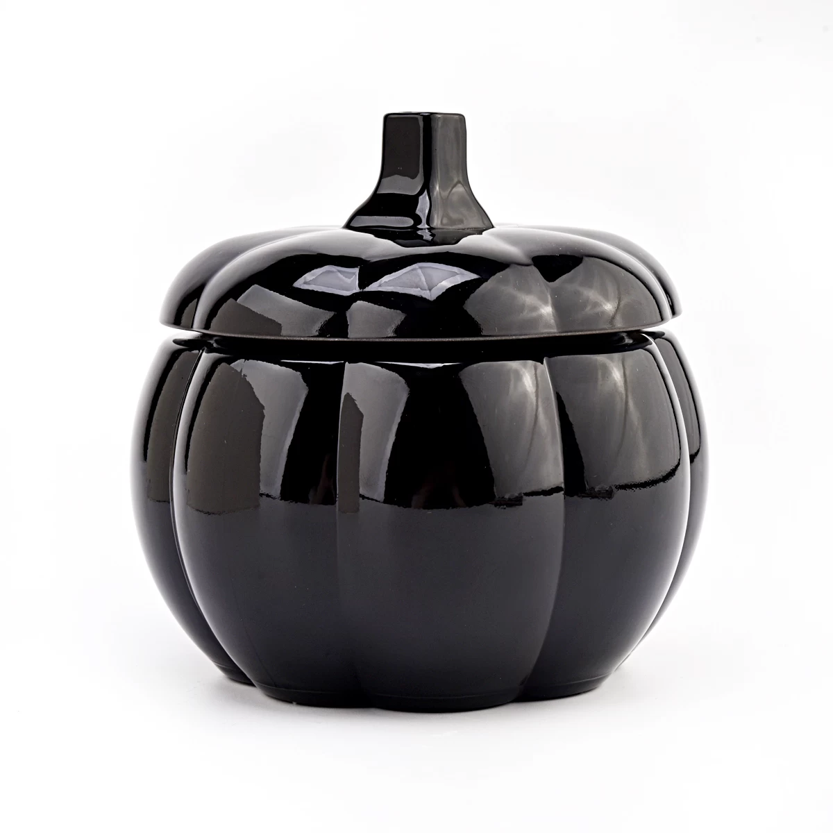 Wholesale Black Pumpkin Shaped Glass Jar With Lids For Candle Making For Candy Storage