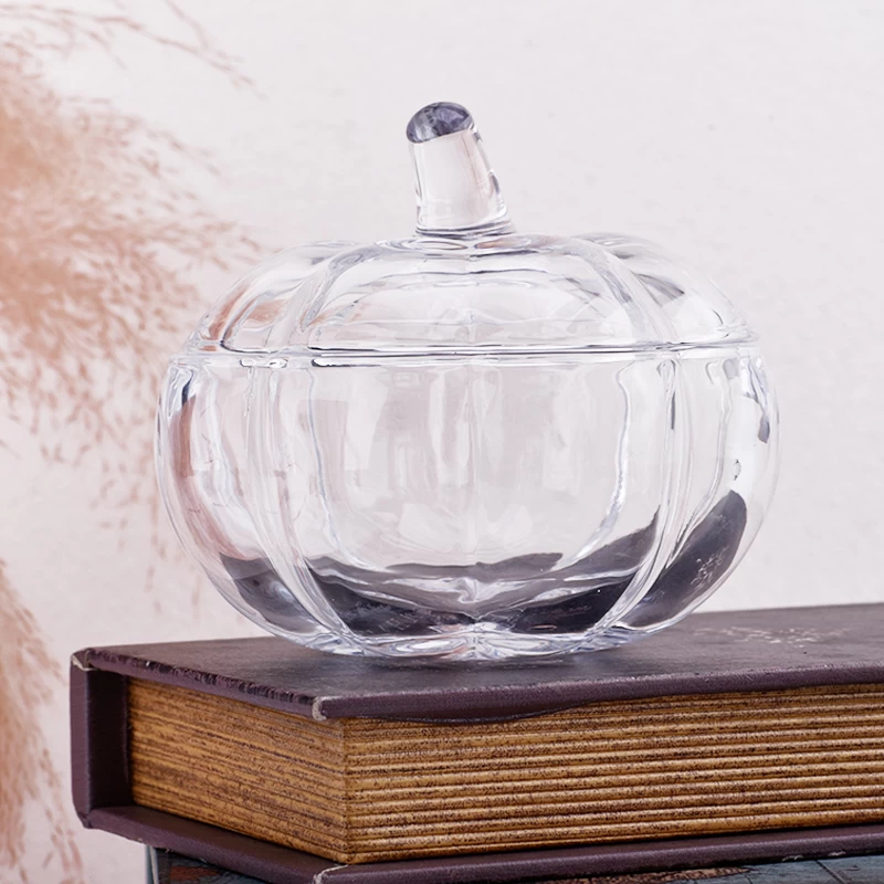 New pumpkin glass candle jar custom vessel with lids wholesale