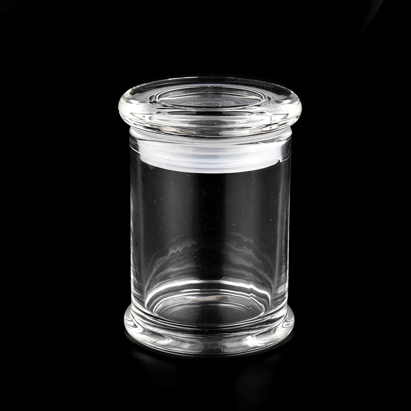 8oz glass candle vessels with clear glass lids for home decor