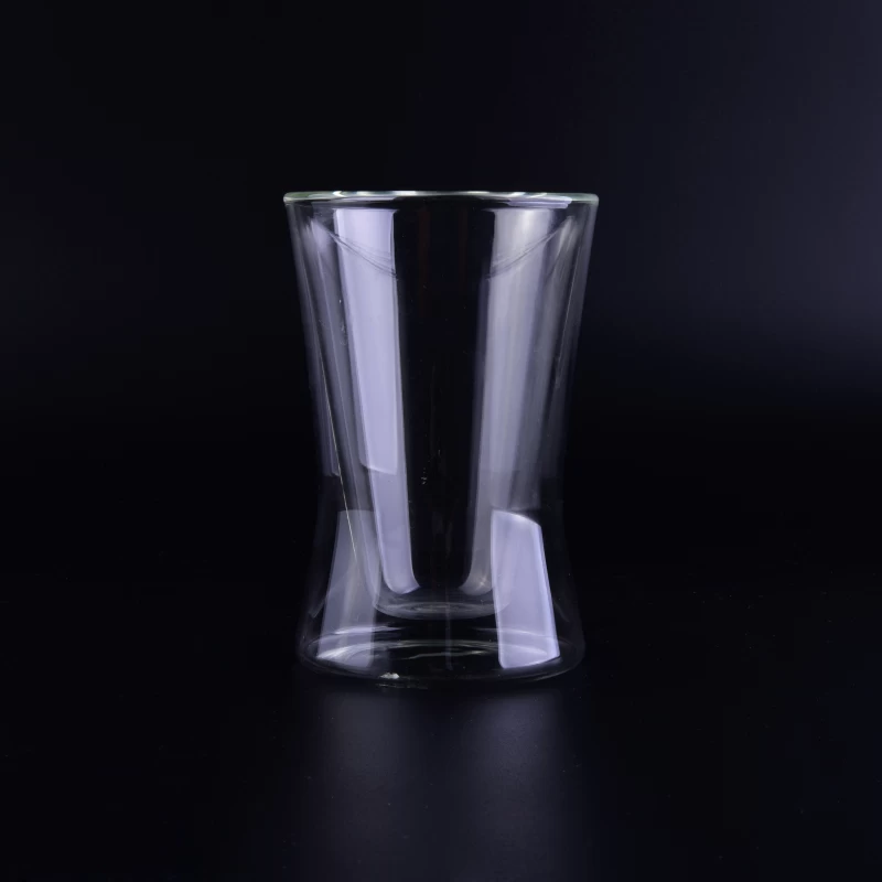 230ml double wall glass coffee mug with unique bottom shape 