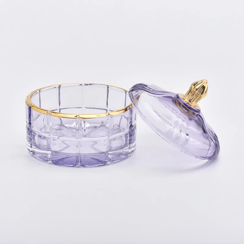 Luxury glass candle holder with lid 