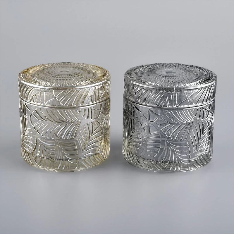 Geo-cut glass candle holders with lids