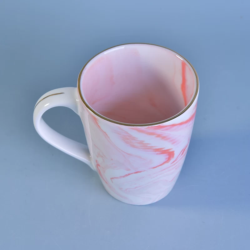 Food Safe 404ml Ceramic Mug Candle Holders With Marble Finishing