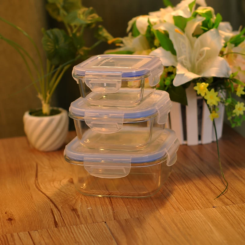 Glass food storage container