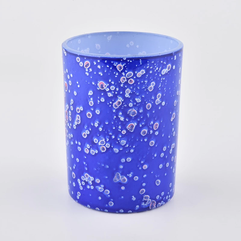 shinny blue unique glass candle holder
