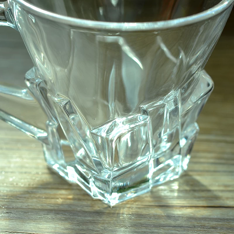 Embossed Crystle Glassware Wholesale Clear Glass Coffee Mug