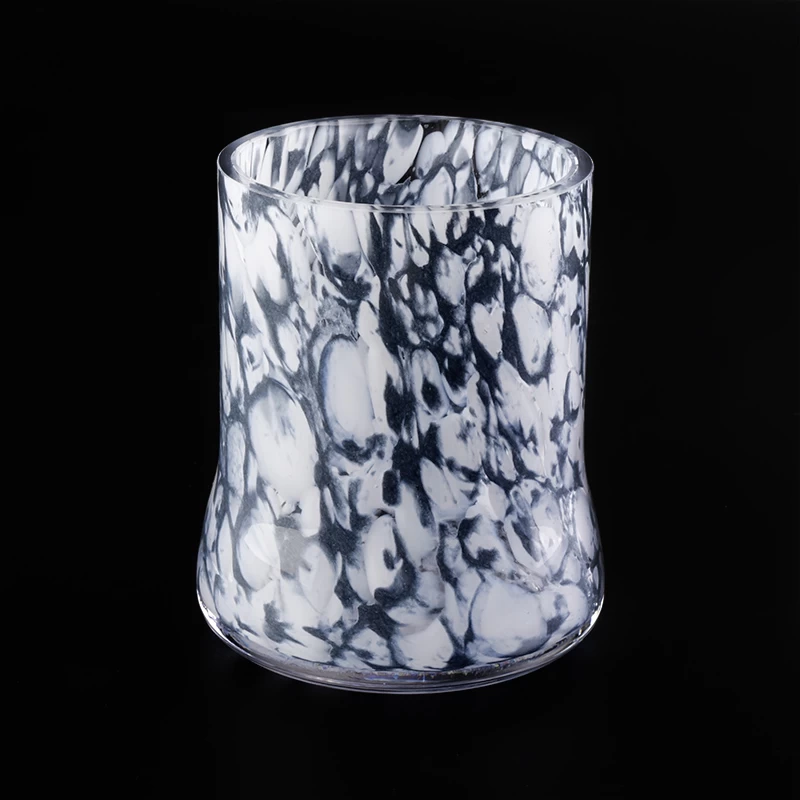marble finish dark gray glass candle holders