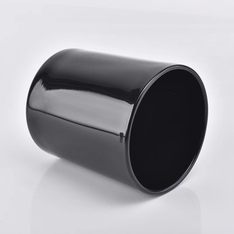 glossy black glass container for candle making