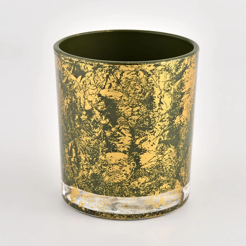 Wholesale Made High Quality gold green candle jar votive holder candle vessel 