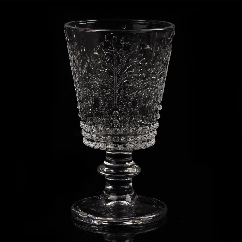 Big stemware clear glass candle holder, glass candle cup