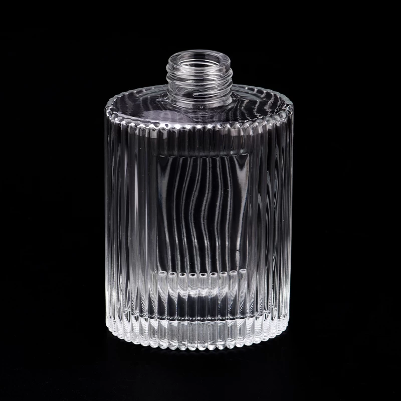 200ml cylinder glass perfume bottle with stripe pattern