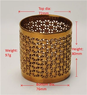 Golden Cylinder hollow out ceramic candle holder