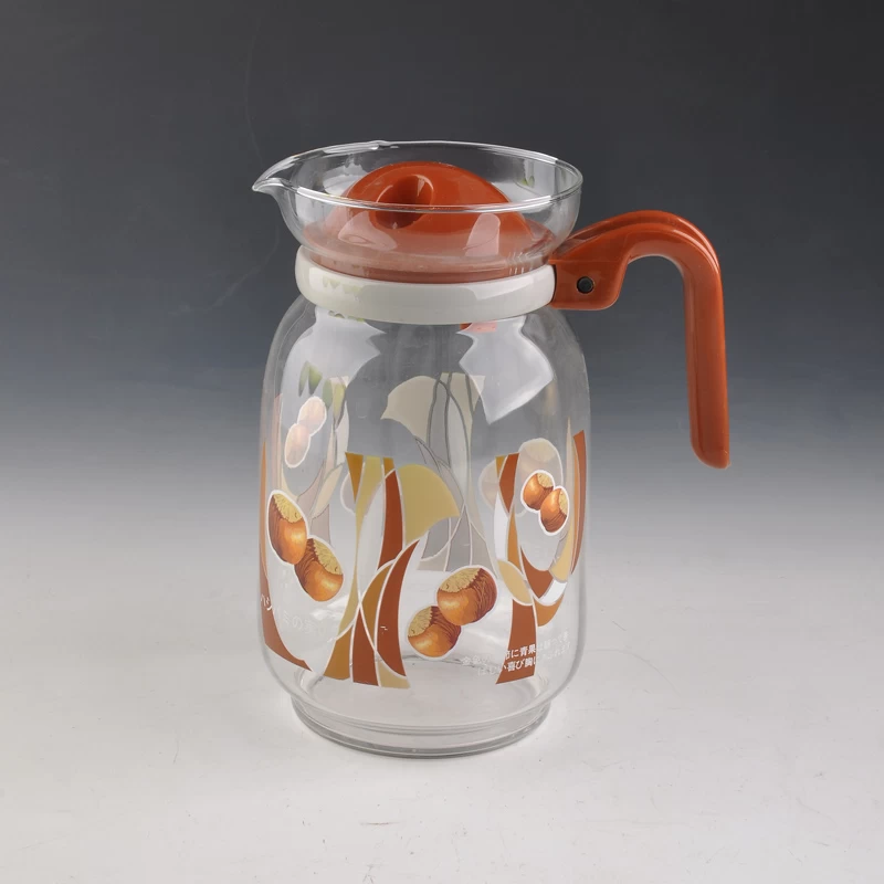 decal borosilicate glass tea pot 
