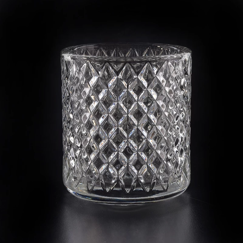 8oz Hot sale faceted crystal clear glass candle jars wholesale