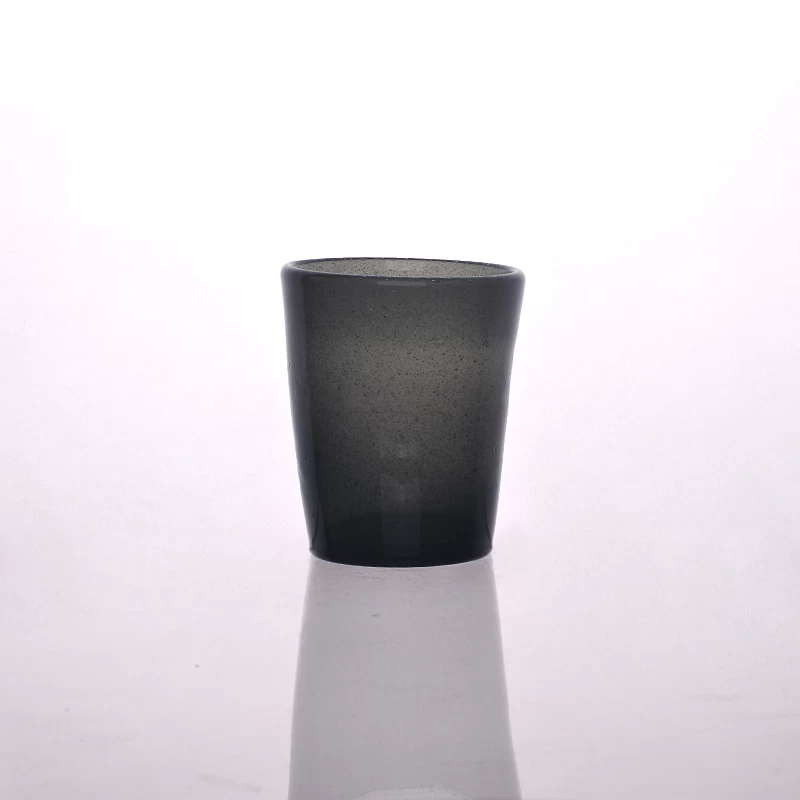 Pure manual made glass candle holders with Pearl black color