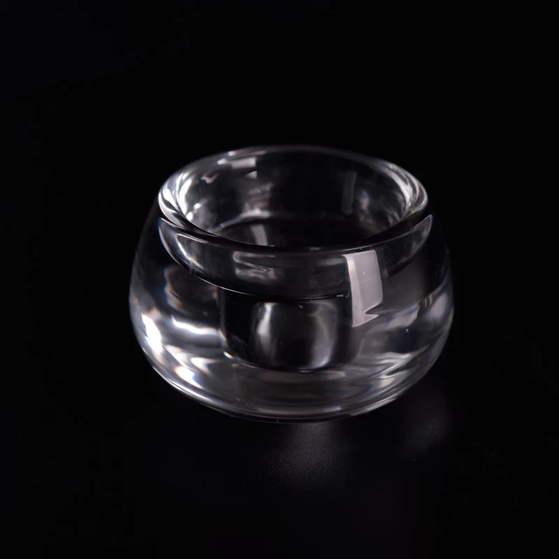 Small round teakight glass candle holder